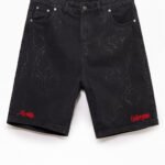 Civil Cyber Core Regime Washed Black Baggy Jean Shorts