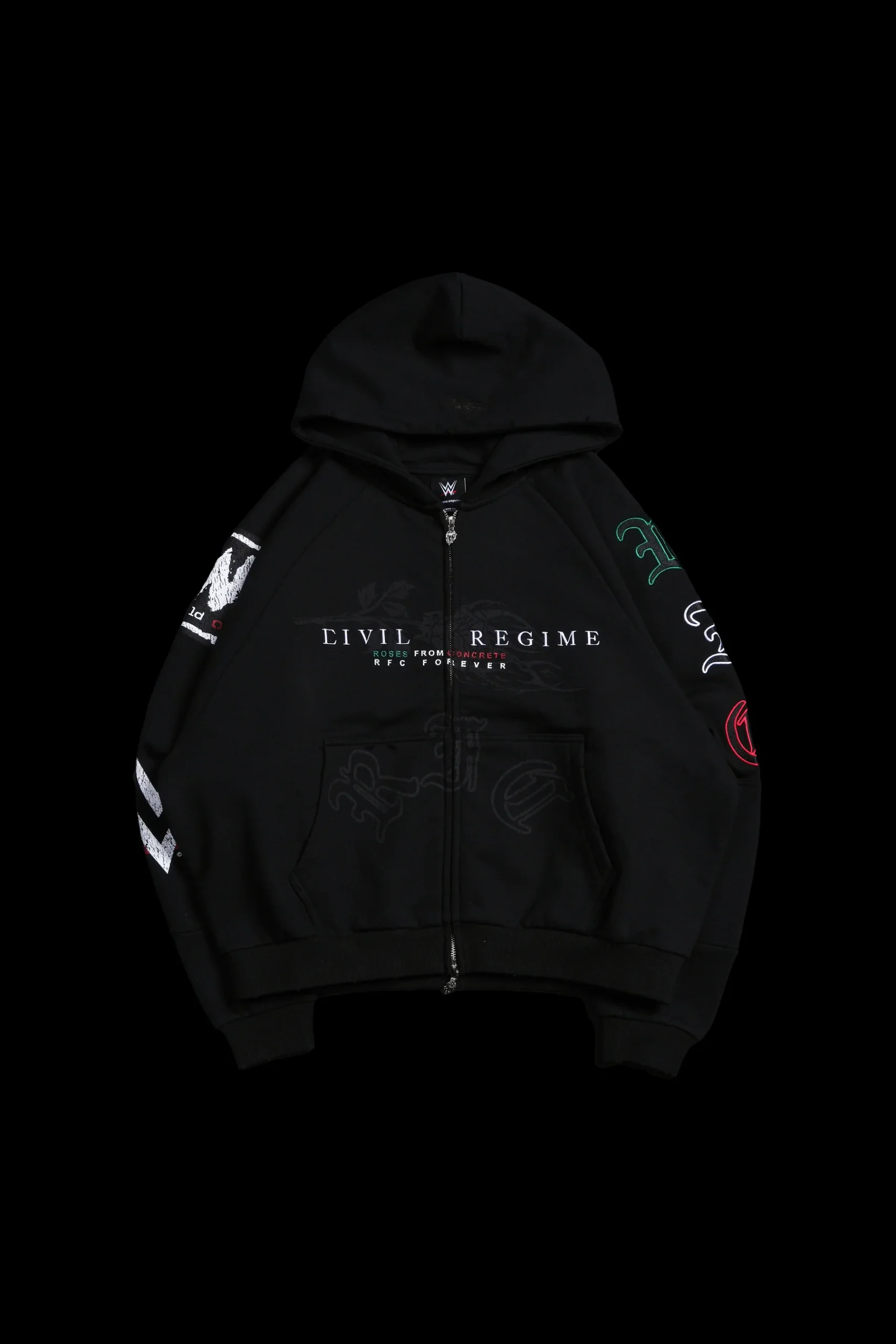 10HOODIES-WWEcopy-scaled-1.webp Black Rose RFC Destroy Hoodie in Black - Image 1