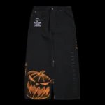 Pumpkin Fright Raw Denim Jeans in Black/Hallow Orange