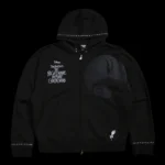 Nightmare Forever Outliers Distressed Zip Up Hoodie in Black