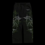 Lucid Eternal Wide Leg Fleece Pants in Vintage Black/Acid Green