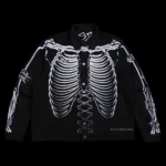 Rose Bones Raw Denim Jacket in Black