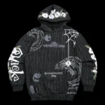 Spiral Chaos Indie Rose Hoodie in Pinstripe Print