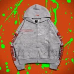 Chaos Is Policy Civil Zip Up Hoodie in Heather Gray