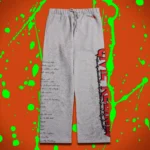 Chaos Is Policy Eternal Wide Leg Fleece Pants in Heather Gray
