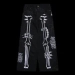 Rose Bones Raw Denim Jeans in Black